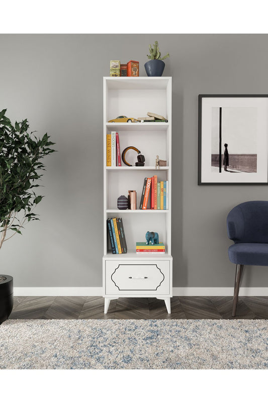 KZNMOB HOME Hayal Modern Çekmeceli MDF Kitaplık Beyaz - Tamamı 1. Kalite Mdf