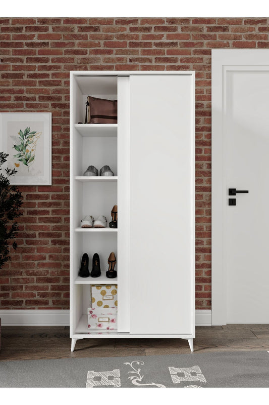 KZNMOB HOME Sürgülü Çok Amaçlı Ayakkabı Dolabı, Ayakkabılık Beyaz - Tamamı 1. Kalite Mdf