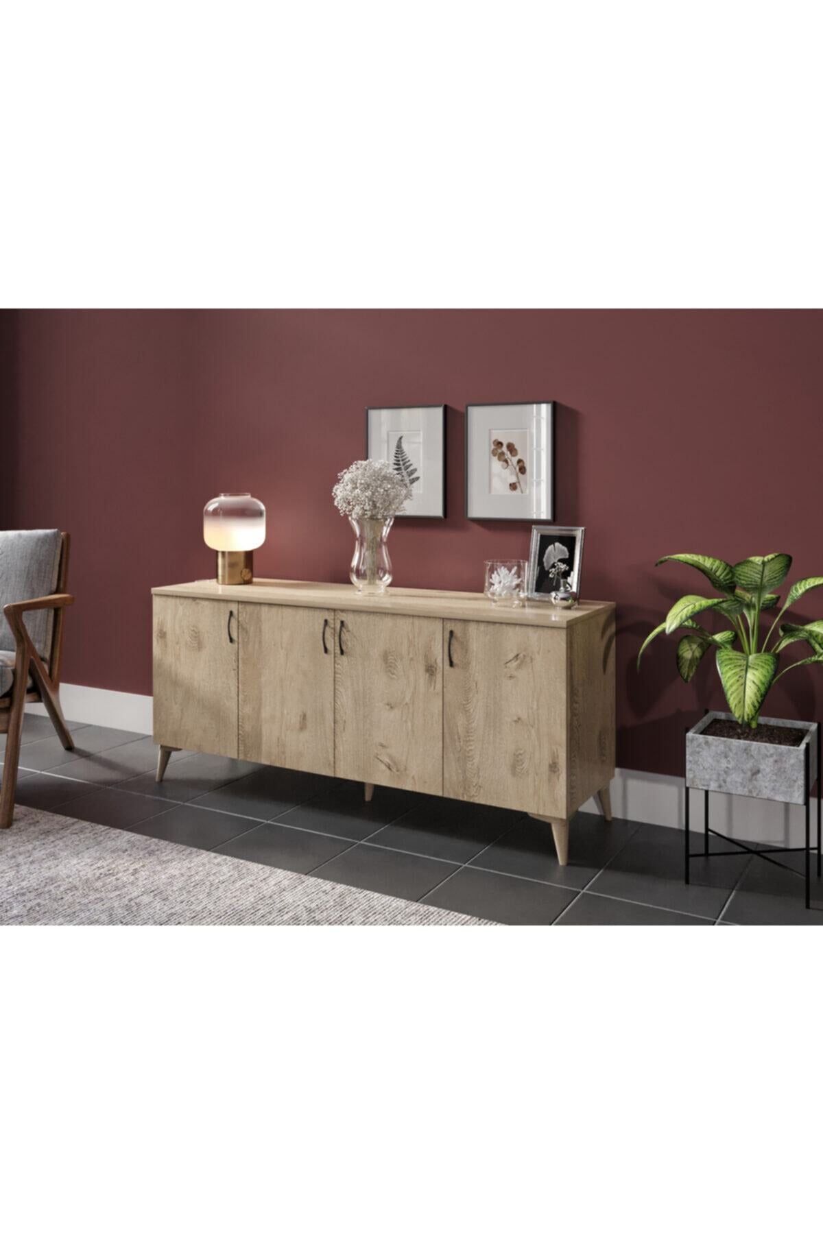 Çok Amaçlı Meşe Konsol - Tamamı 1. Kalite Mdf