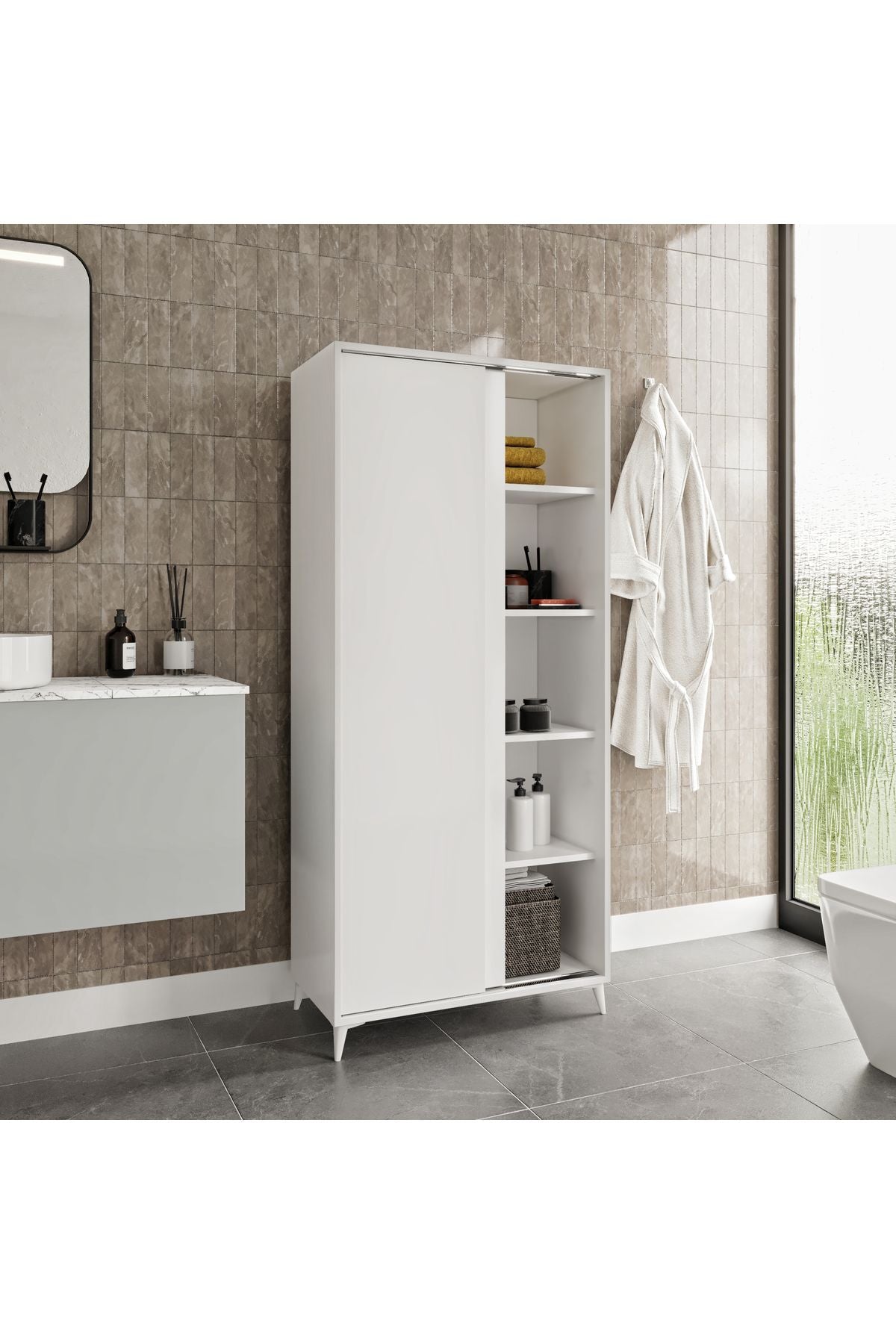 Sürgülü Çok Amaçlı Banyo Dolabı - Tamamı 1. Kalite Mdf