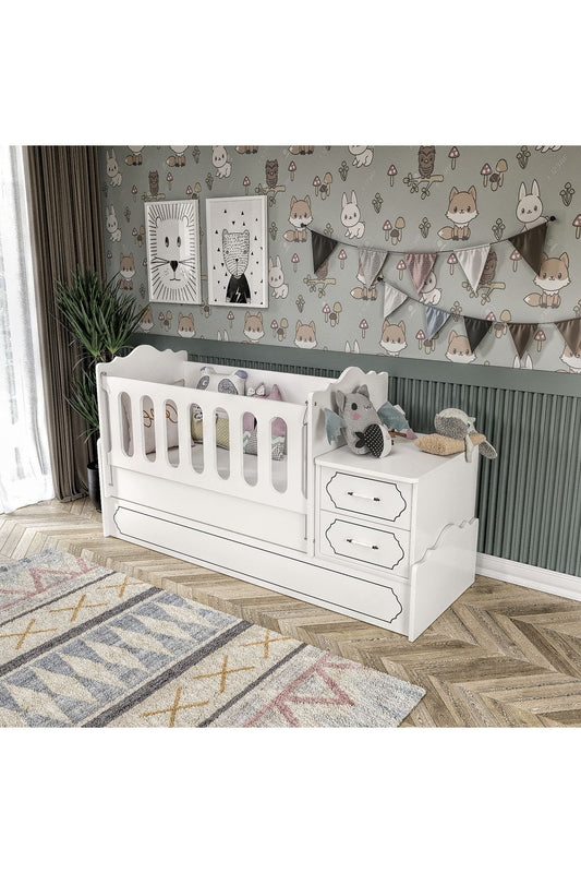 KZNHOME Hayal Modern Büyüyen Beşik Beyaz - Tamamı 1. Kalite Mdf