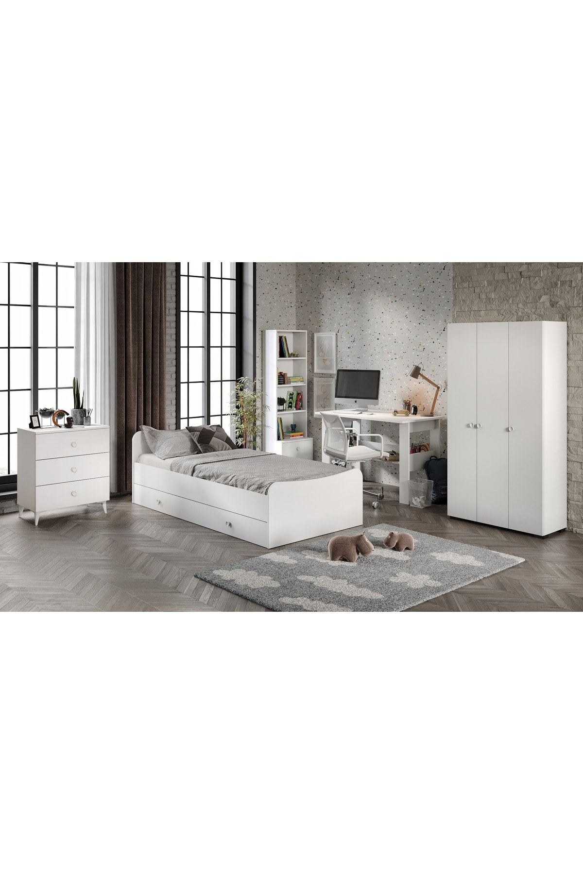 Selen Çocuk Odası Takımı Beyaz - 5 Parçalı Tamamı 1. Kalite Mdf