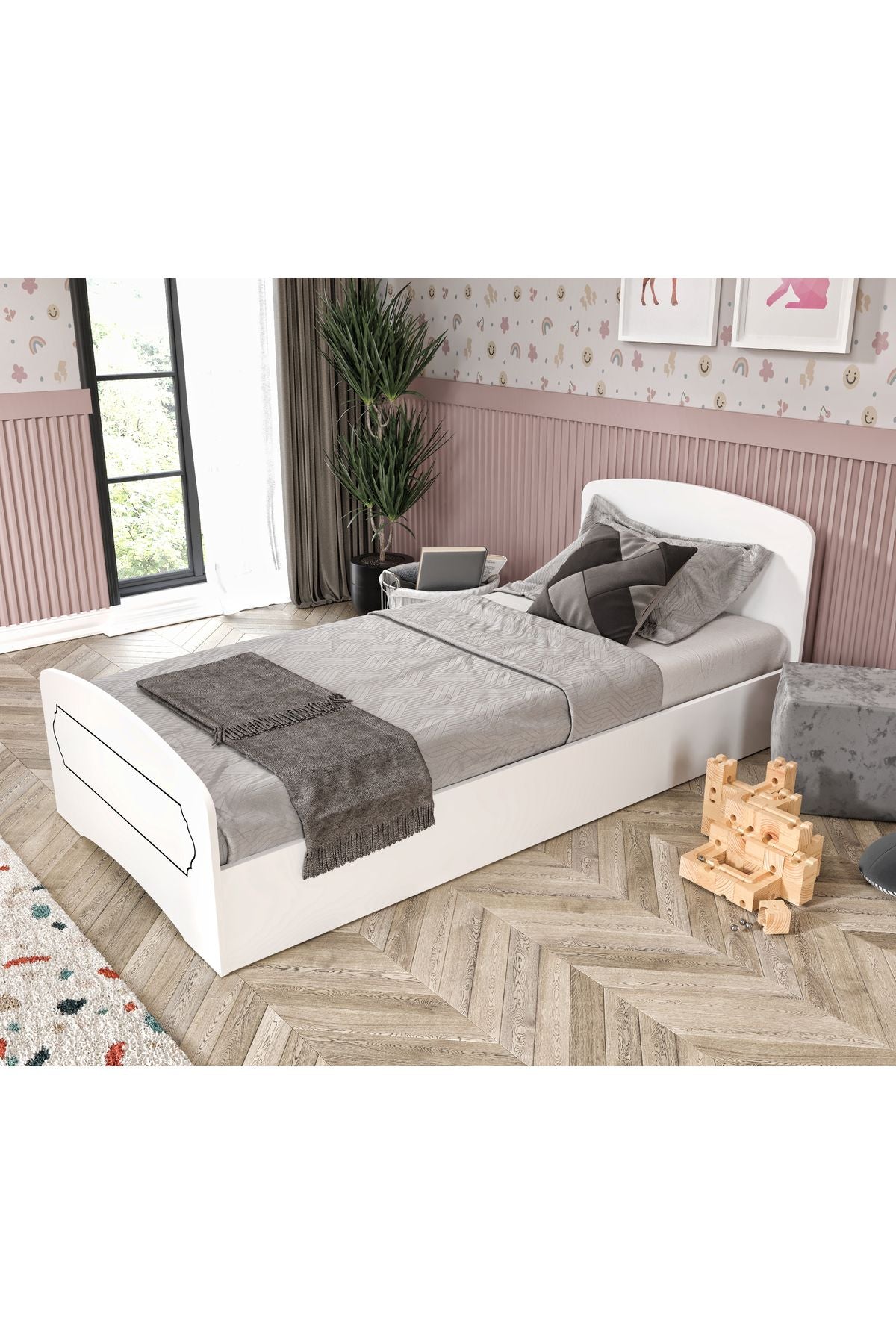 Hayal Tek Kişilik Mdf Karyola Beyaz - 90 Cm X 190 Cm Yataklarla Uyumlu
