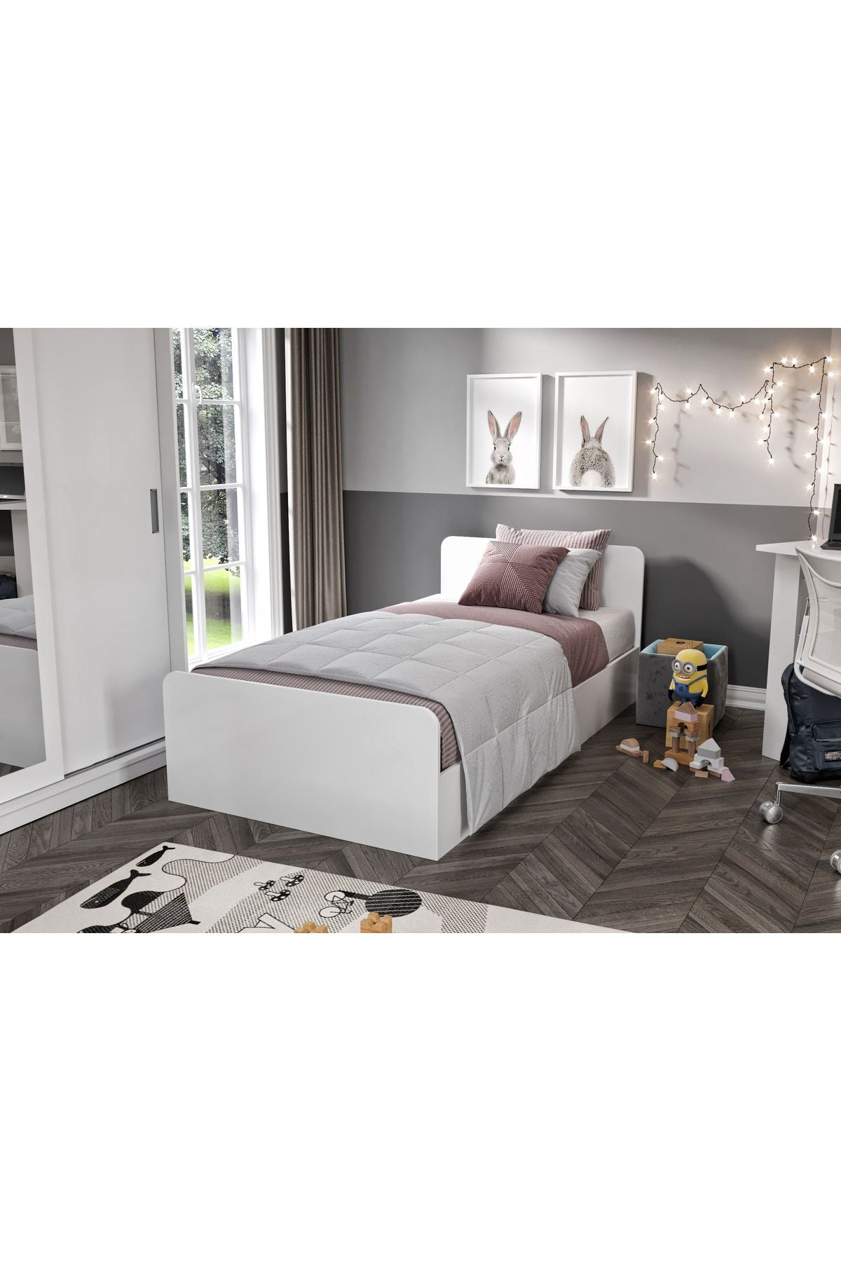 Anemon 3 Parçalı Tek Kişilik Mdf Genç Odası Takımı - Tamamı 1. Kalite Mdf Gardrop, Masa, Karyola