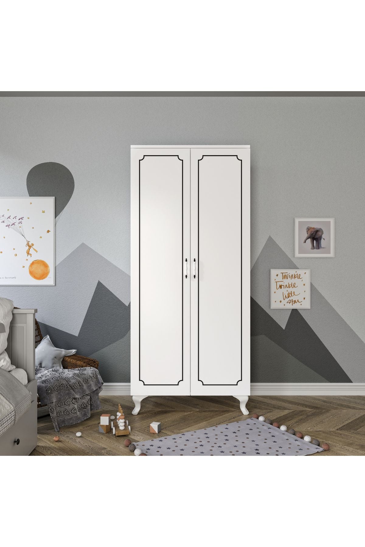 Stil 2 Kapaklı Modern Desenli Gardırop, Elbise Dolabı - Tamamı 1. Kalite Mdf