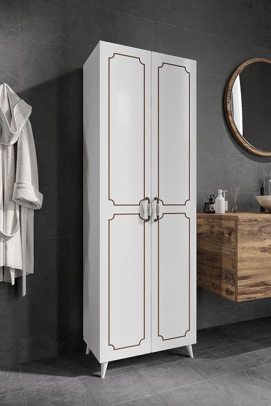 KZNMOB HOME 2 Kapaklı 5 Bölmeli Geniş Çok Amaçlı Banyo Dolabı - Tamamı 1. Kalite MDF