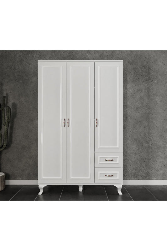 KZNMOB HOME Kartopu 3 Kapaklı 2 Çekmeceli Country Gardırop - Tamamı 1. Kalite Mdf