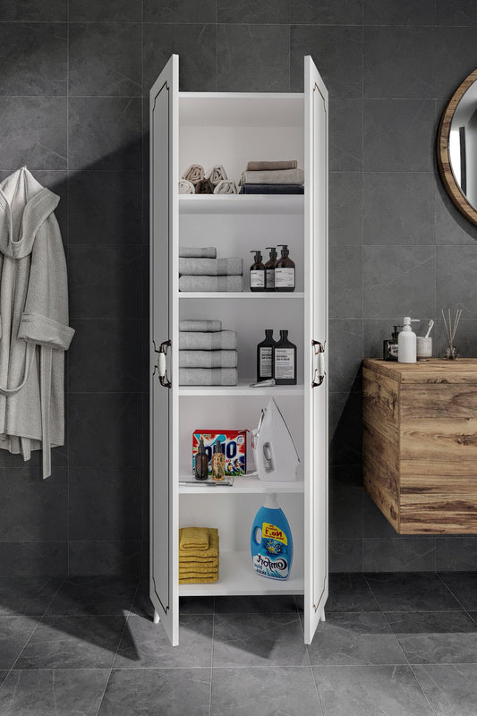 KZNMOB HOME 2 Kapaklı 5 Bölmeli Geniş Çok Amaçlı Banyo Dolabı - Tamamı 1. Kalite MDF