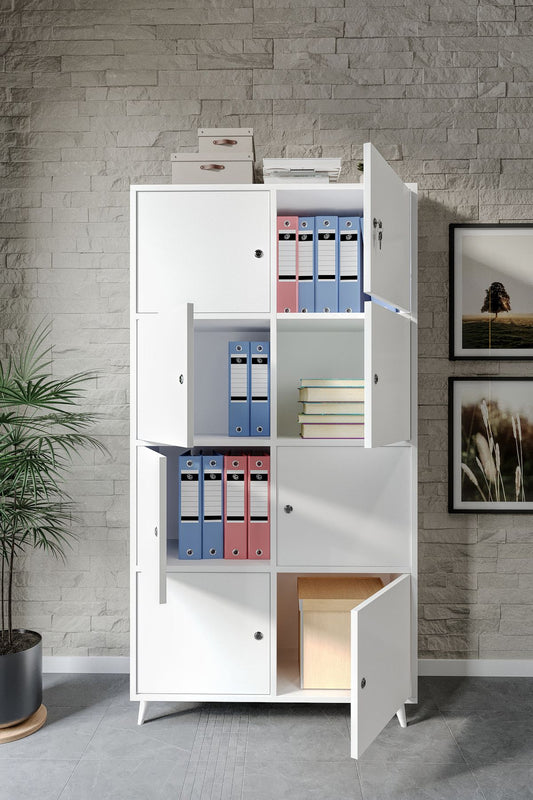 KZNHOME Punto Kilitli Dosya, Klasör Evrak, Ofis Dolabı Beyaz - Tamamı 1. Kalite MDF