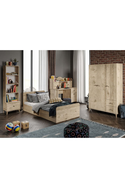 KZNMOB HOME Akasya Modern Genç Odası Takımı Meşe - 4 Parçalı Ve Tamamı 1. Kalite Mdf
