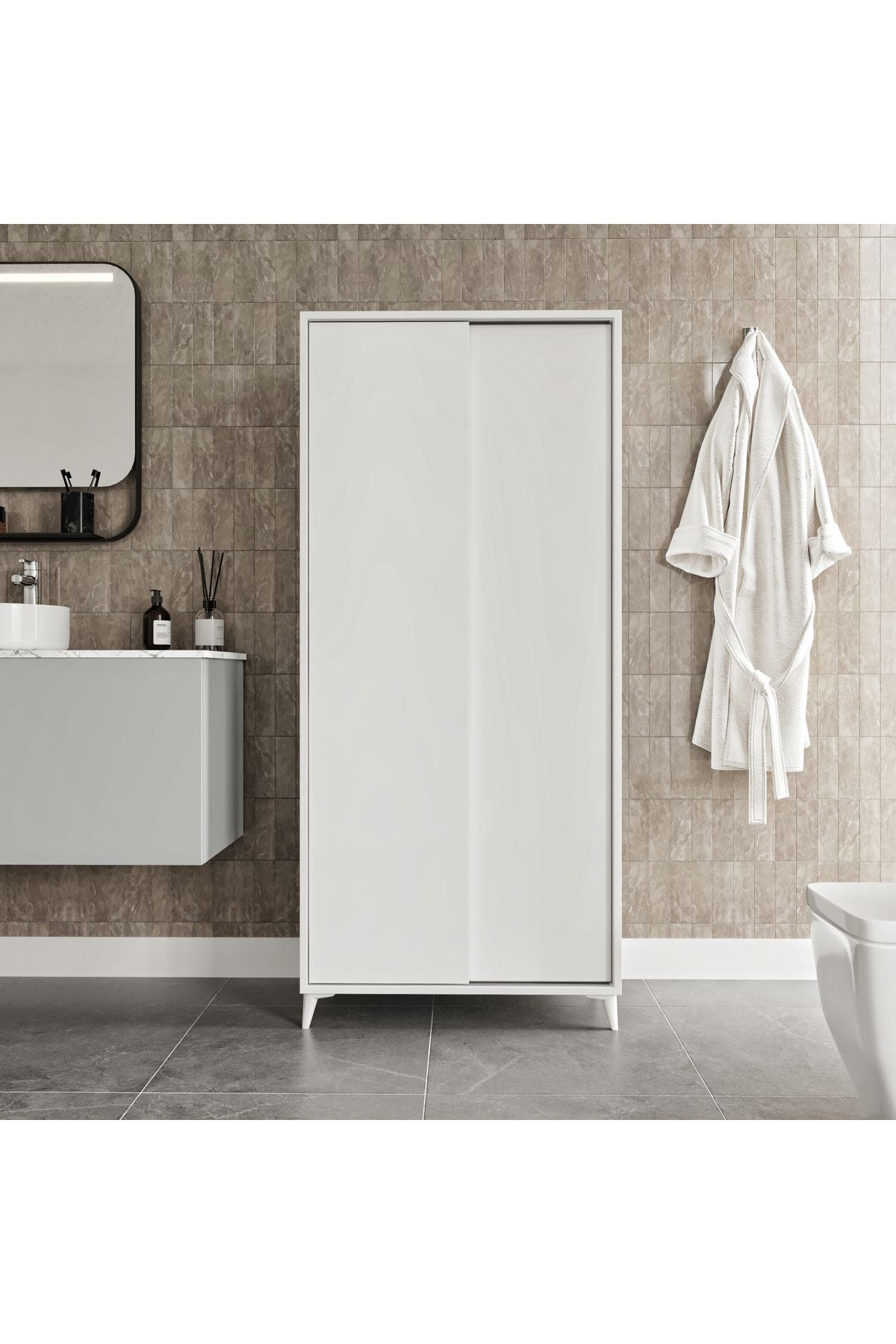 Sürgülü Çok Amaçlı Banyo Dolabı - Tamamı 1. Kalite Mdf