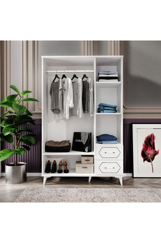KZNMOB HOME Hayal 3 Kapaklı 2 Çekmeceli Modern Gardırop Elbise Dolabı Beyaz - Tamamı 1. Kalite Mdf
