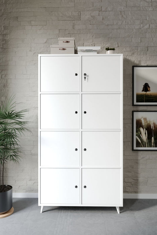 KZNHOME Punto Kilitli Dosya, Klasör Evrak, Ofis Dolabı Beyaz - Tamamı 1. Kalite MDF