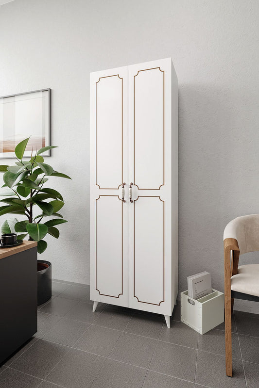 KZNMOB HOME 2 Kapaklı 5 Bölmeli Geniş Dosya, Klasör Evrak, Ofis Dolabı Beyaz - Tamamı 1. Kalite MDF