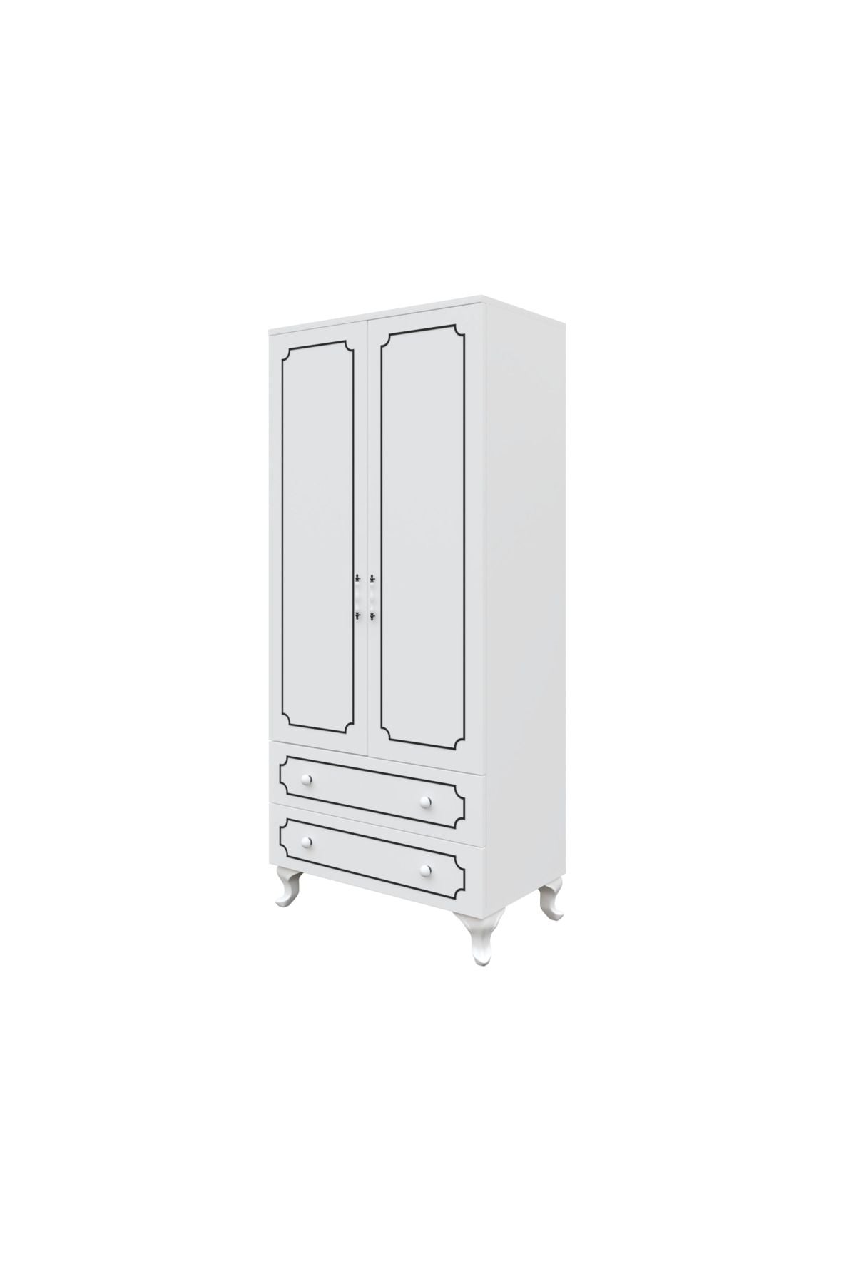 Stil 2 Kapaklı 2 Çekmeceli Modern Gardırop, Elbise Dolabı - Tamamı 1. Kalite Mdf