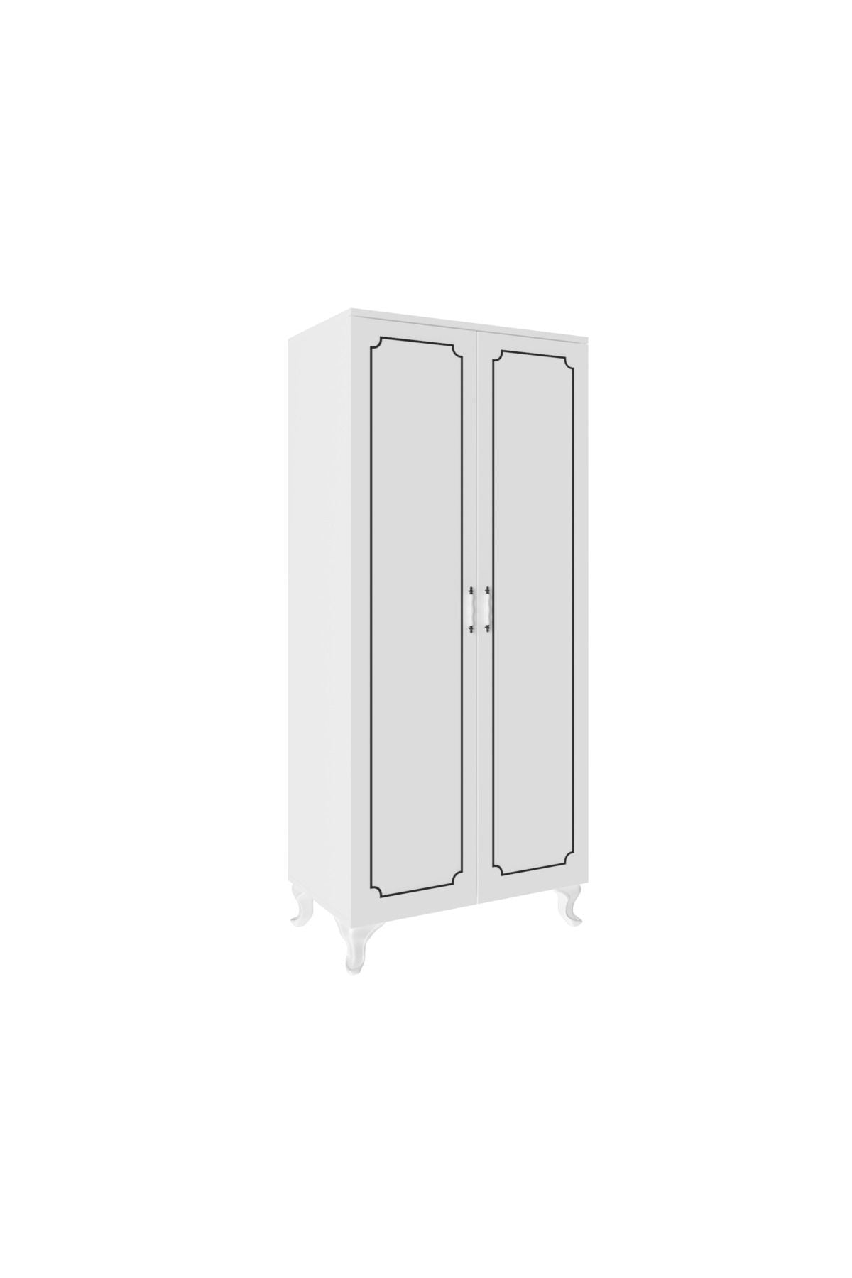 Stil 2 Kapaklı Modern Desenli Gardırop, Elbise Dolabı - Tamamı 1. Kalite Mdf