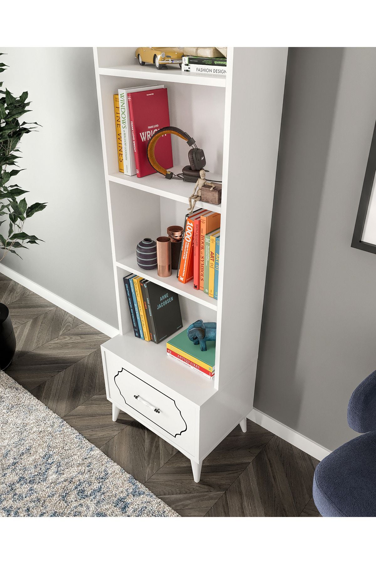 Hayal Modern Çekmeceli MDF Kitaplık Beyaz - Tamamı 1. Kalite Mdf