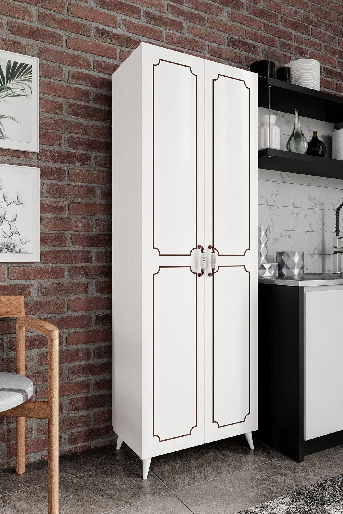 KZNMOB HOME 2 Kapaklı 5 Bölmeli Geniş Mutfak, Kavanoz, Erzak Dolabı - Tamamı 1. Kalite MDF