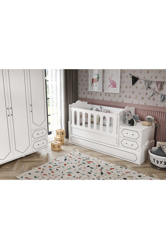 KZNMOB HOME Hayal Modern Bebek Odası Takımı Beyaz - 3 Parçalı Tamamı 1. Kalite Mdf