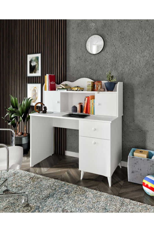 KZNMOB HOME Akasya Çalışma Masası, Bilgisayar Masası, Ofis Masası Beyaz - Tamamı 1. Kalite Mdf