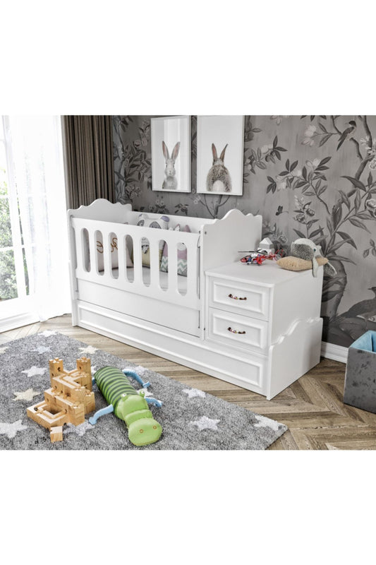 KZNMOB HOME Kartopu Country Büyüyen Beşik Beyaz - Tamamı 1. Kalite Mdf