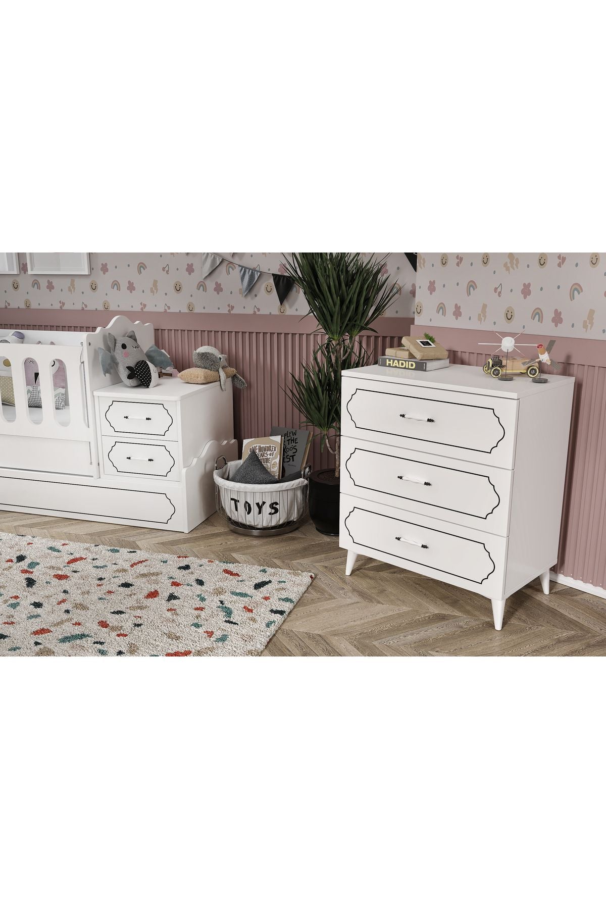 Hayal Modern Bebek Odası Takımı Beyaz - 3 Parçalı Tamamı 1. Kalite Mdf