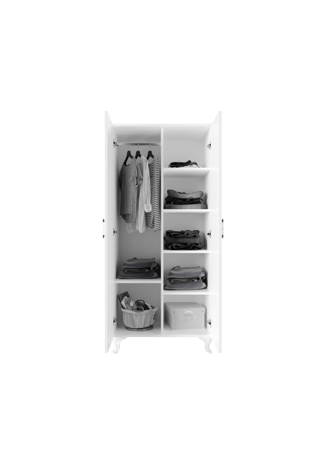 Stil 2 Kapaklı Modern Desenli Gardırop, Elbise Dolabı - Tamamı 1. Kalite Mdf