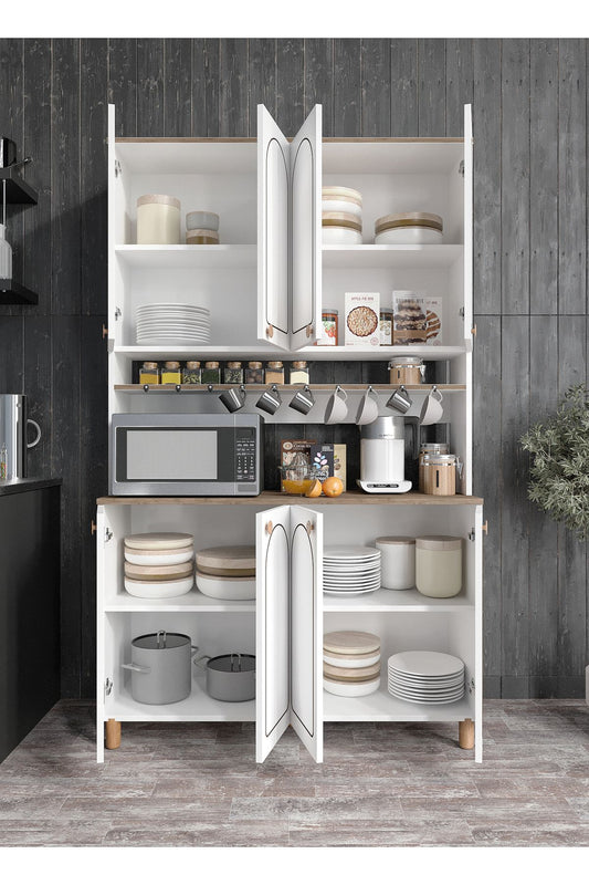 KZNMOB HOME Stella Bohem Tarzda Kahve Köşesi, Erzak Dolabı, Kiler Dolabı, Çok Amaçlı Mutfak Dolabı