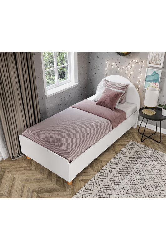 KZNMOB HOME Tek Kişilik Bohem Tarzda Karyola Beyaz - Tamamı 1. Kalite MDF