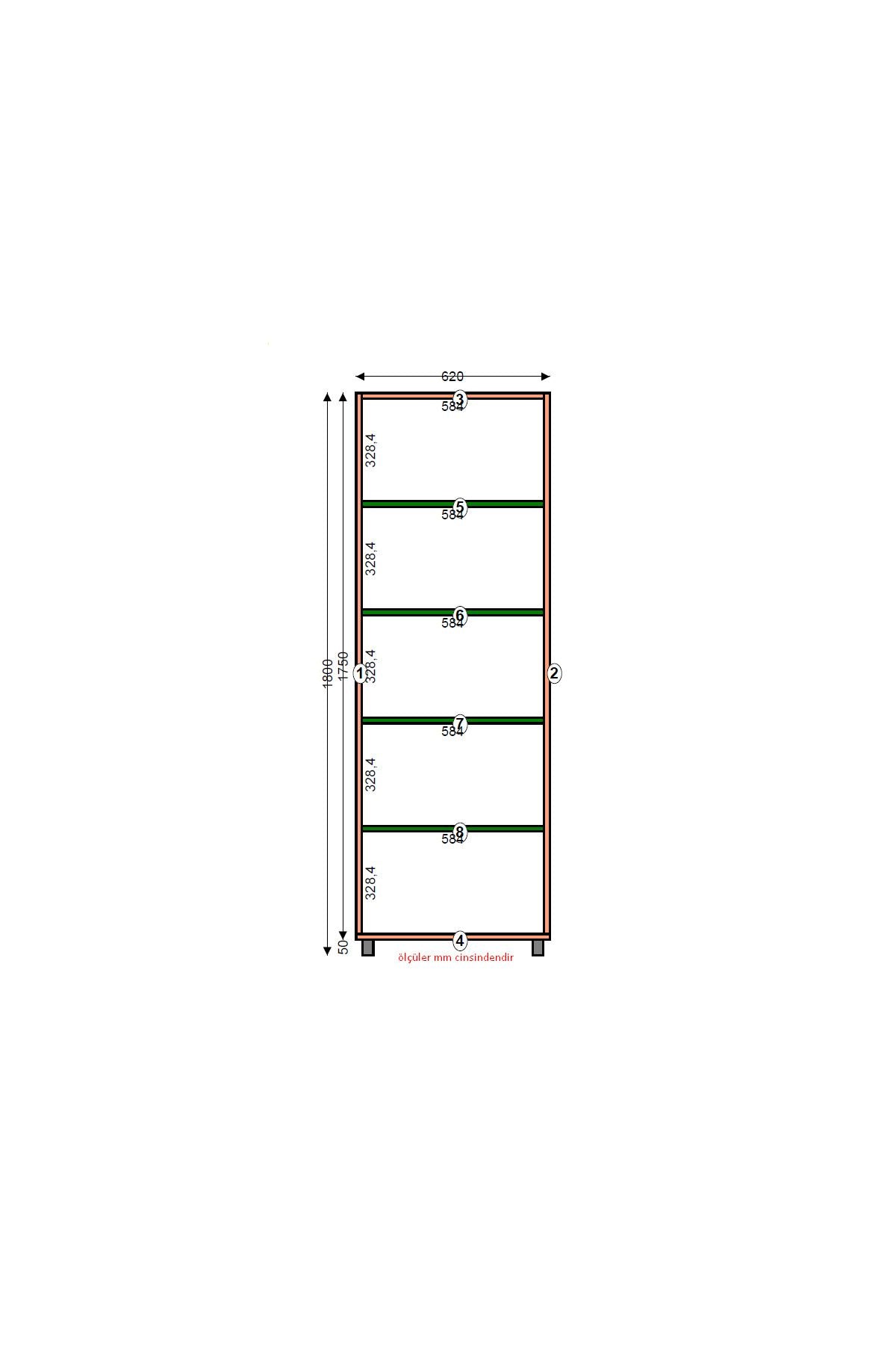 2 Kapaklı 5 Bölmeli Geniş Çok Amaçlı Banyo Dolabı - Tamamı 1. Kalite MDF