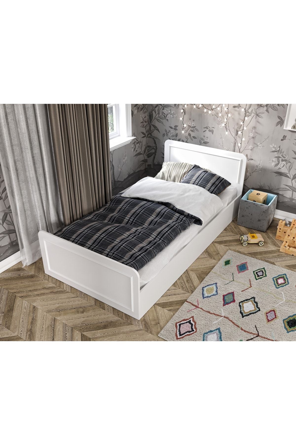 Snow Tek Kişilik Country Tarzı Mdf Karyola - 100cm X 200cm Ölçülerinde