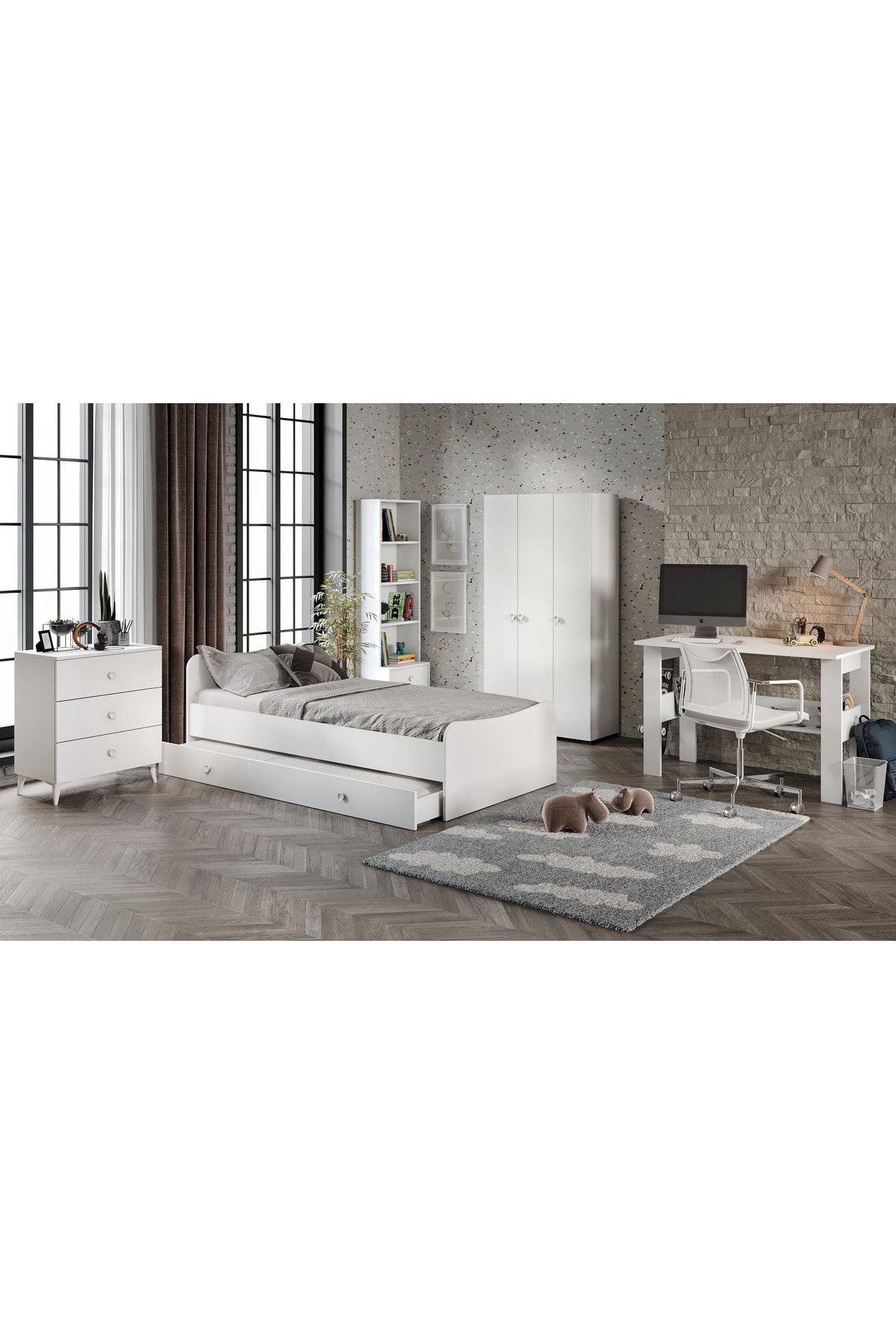 Selen Çocuk Odası Takımı Beyaz - 5 Parçalı Tamamı 1. Kalite Mdf