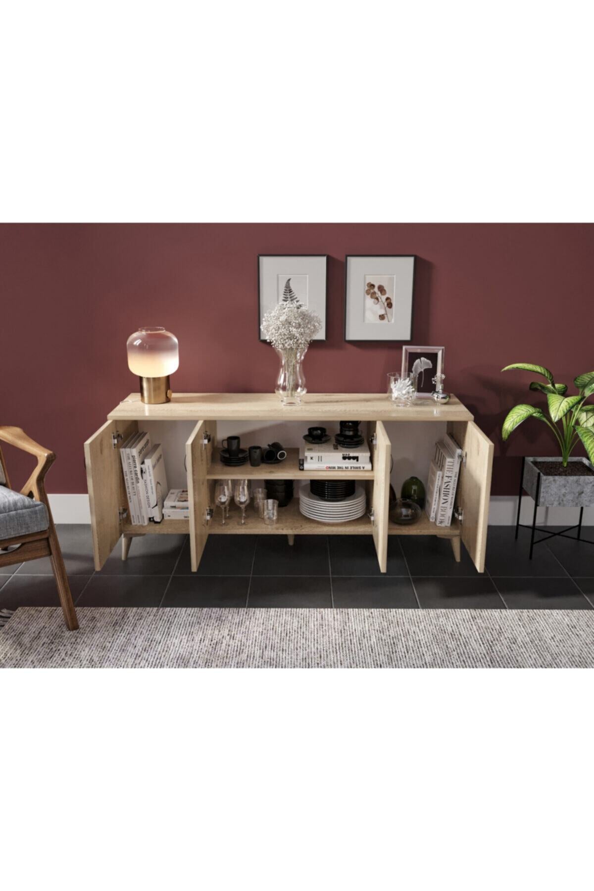 Çok Amaçlı Meşe Konsol - Tamamı 1. Kalite Mdf