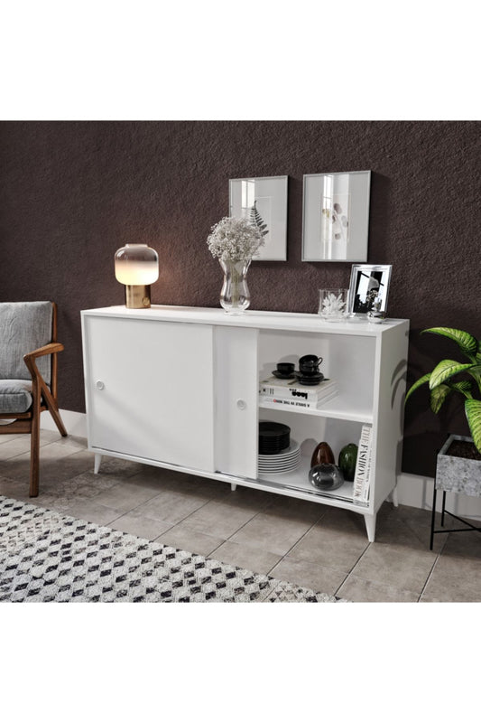 KZNMOB HOME Joker Çok Amaçlı Sürgülü Konsol Beyaz - Tamamı 1. Kalite Mdf