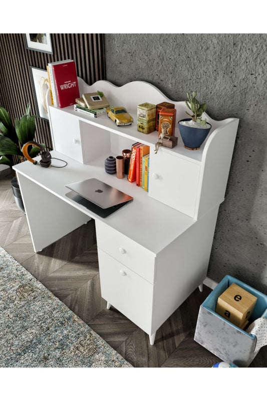 KZNMOB HOME Akasya Çalışma Masası, Bilgisayar Masası, Ofis Masası Beyaz - Tamamı 1. Kalite Mdf