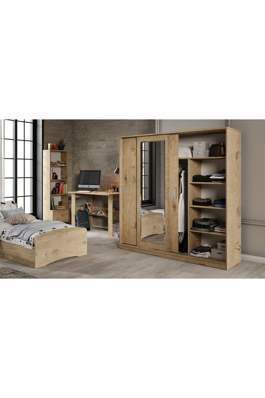 KZNMOB HOME Samira Modern Genç Odası Takımı Meşe - 5 Parçalı Ve Tamamı 1. Kalite Mdf