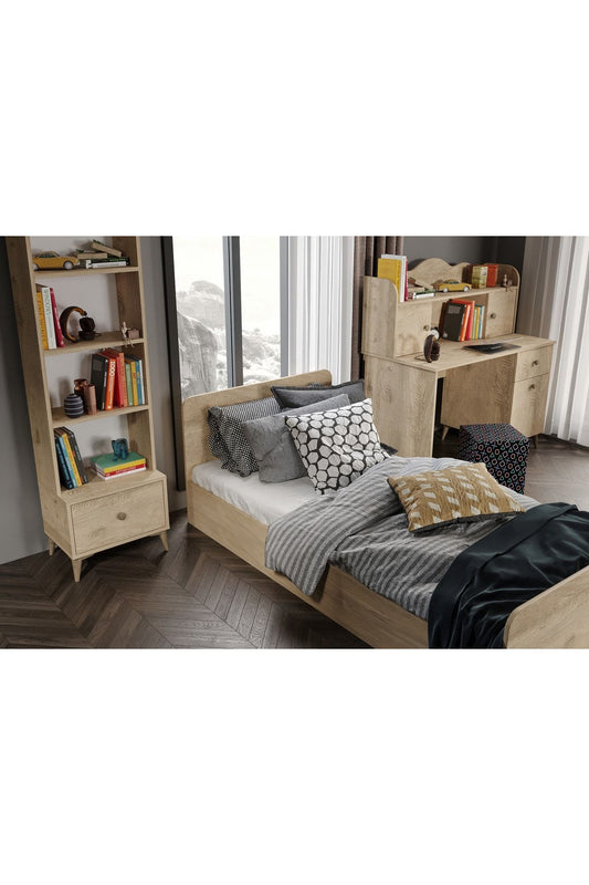 KZNMOB HOME Akasya Modern Genç Odası Takımı Meşe - 4 Parçalı Ve Tamamı 1. Kalite Mdf