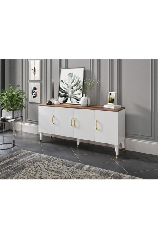 KZNMOB HOME Yağmur Ceviz Beyaz Modern Konsol