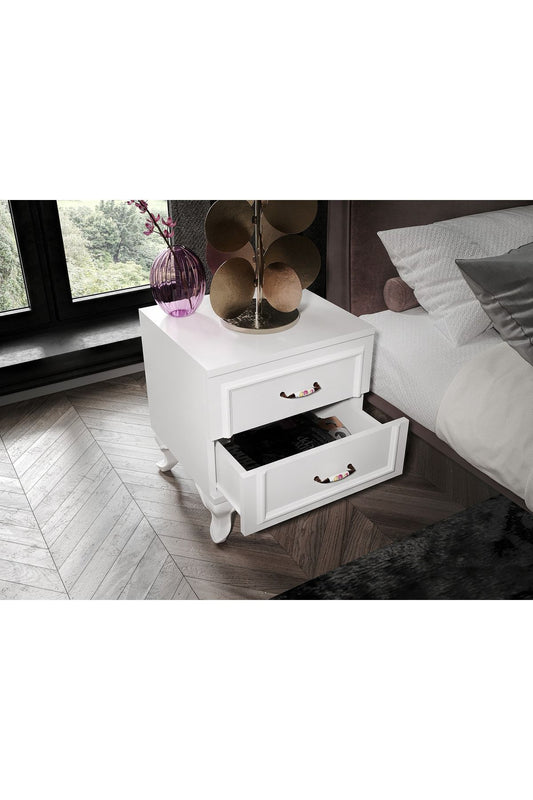 KZNMOB HOME Kartopu 2 Çekmeceli Country Komodin - Tamamı 1. Kalite MDFLAM