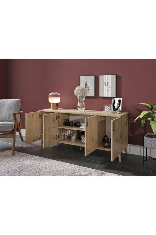 KZNMOB HOME Çok Amaçlı Meşe Konsol - Tamamı 1. Kalite Mdf