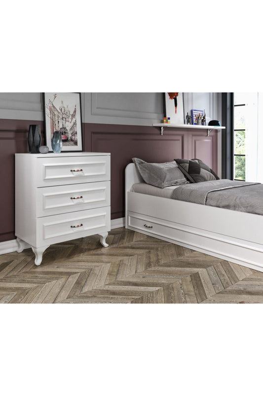 KZNMOB HOME Kartopu Country Oda Takımı - 3 Kapaklı Gardırop, Yavrulu Karyola, 3 Çekmeceli Şifonyer Tamamı Mdf