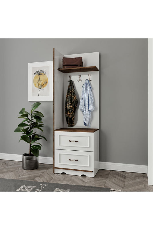 KZNMOB HOME Kartopu 2 Çekmeceli 3 Askılı Country Vestiyer, Portmanto - Tamamı 1. Kalite Mdf