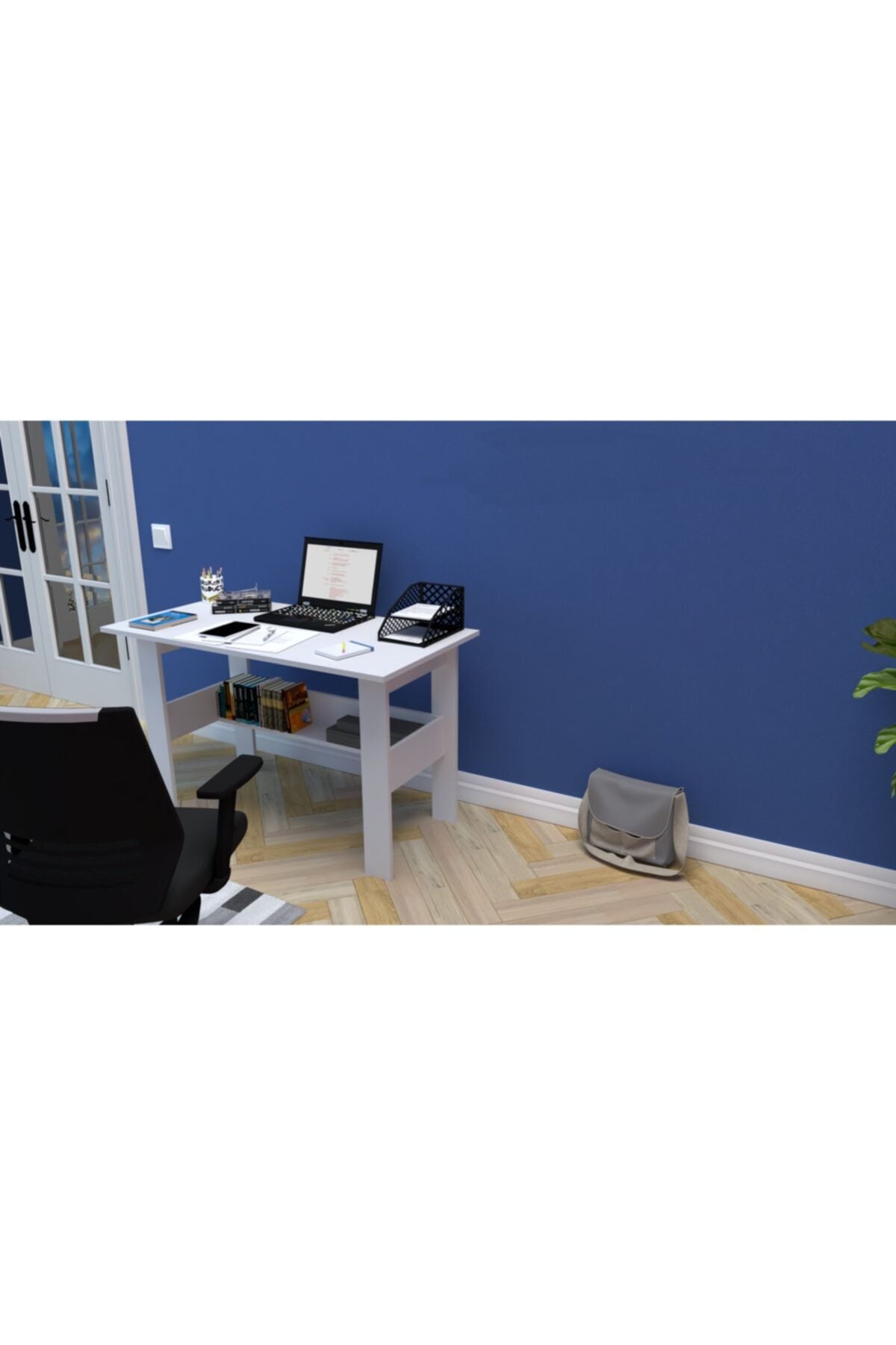 Study Raflı Çalışma Masası Bilgisayar Masası Ofis Masası Beyaz - Tamamı 1. Kalite Mdf