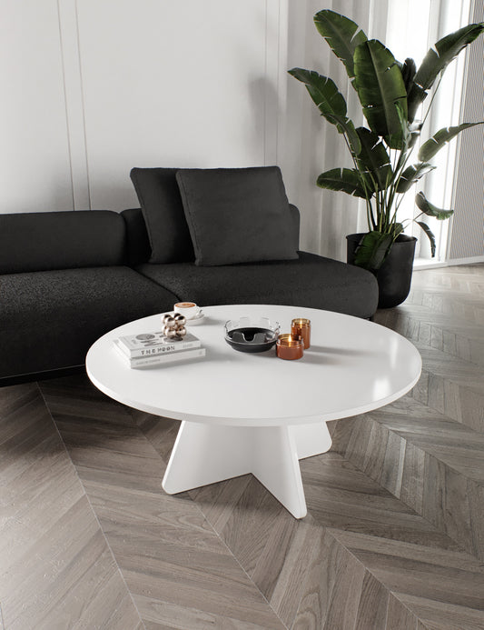 KZNMOB HOME Mush 90cm orta Sehpa - Beyaz, Ceviz, Meşe, Traverten Desenli Tamamı MDF