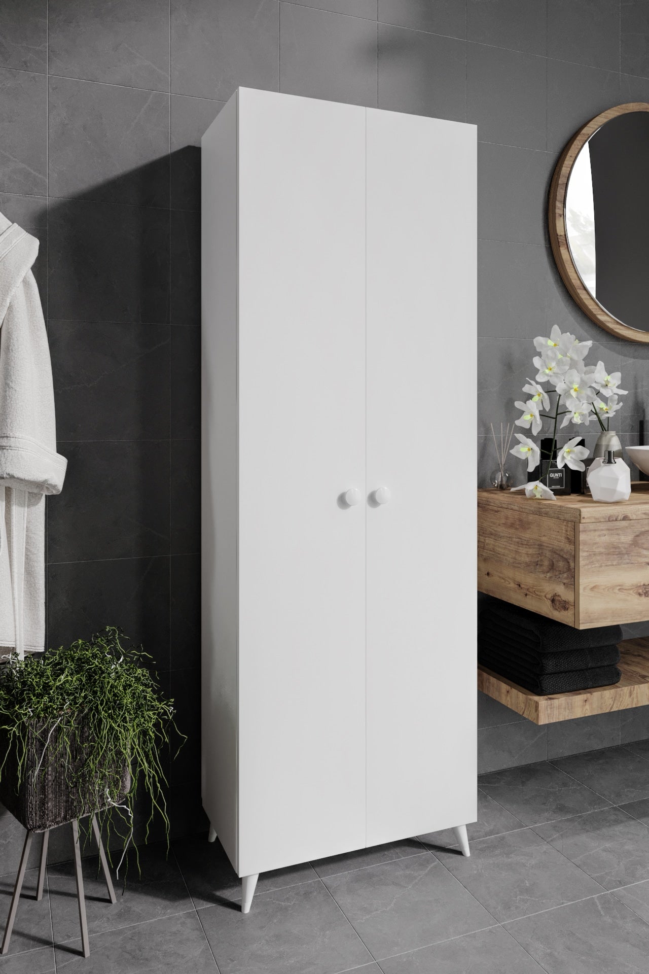KZNMOB HOME 2 Kapaklı 5 Bölmeli Geniş Çok Amaçlı Banyo Dolabı - Tamamı 1. Kalite MDF