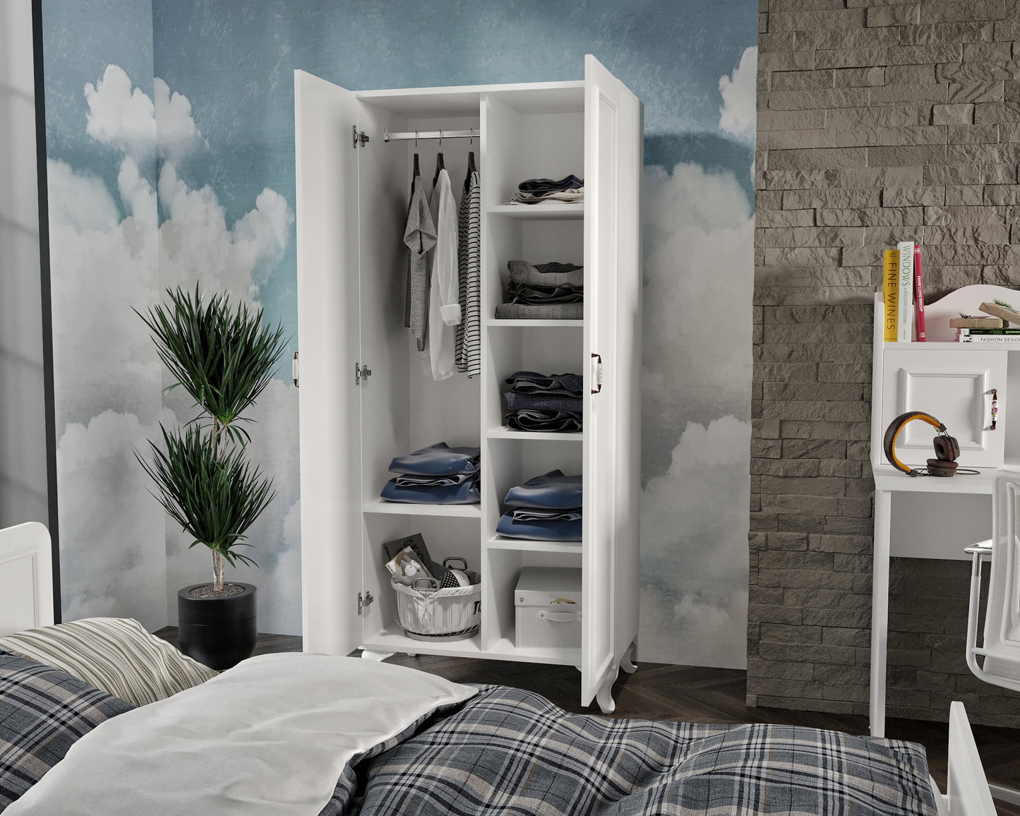 KZNMOB HOME Snow Country Tarzı Çocuk Odası Takımı - 4 Parçalı Ve Tamamı 1. Kalite Mdf