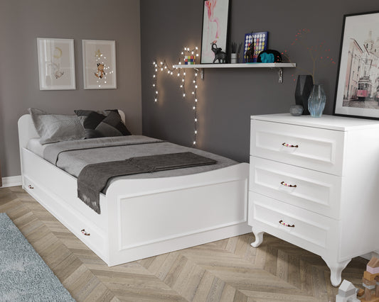 KZNHOME Kartopu Country Oda Takımı - Yavrulu Karyola, 2 Kapaklı Gardırop, 3 Çekmeceli Şifonyer Tamamı Mdf