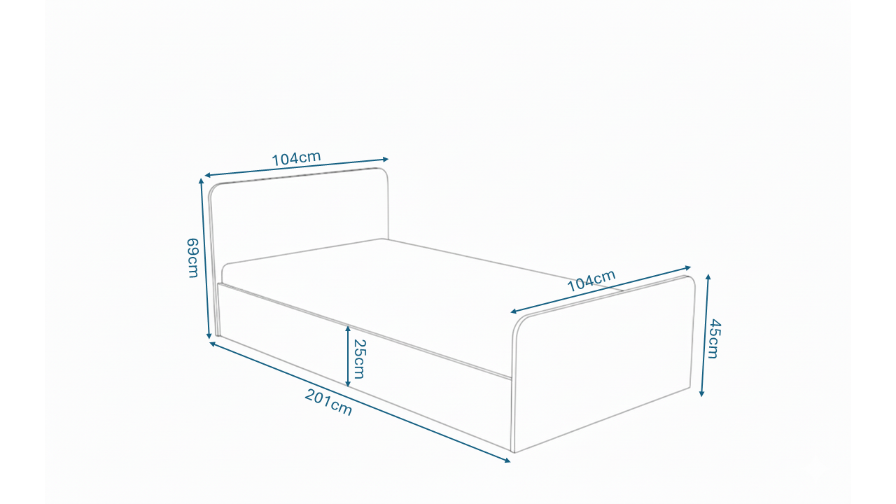 KZNMOB HOME Tek Kişilik Mdf Karyola - 100cm X 200cm