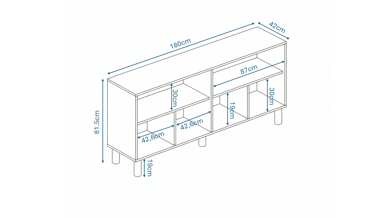 KZNMOB HOME Stil 4 Kapaklı Çok Amaçlı Modern Konsol - Tamamı 1. Kalite Mdf