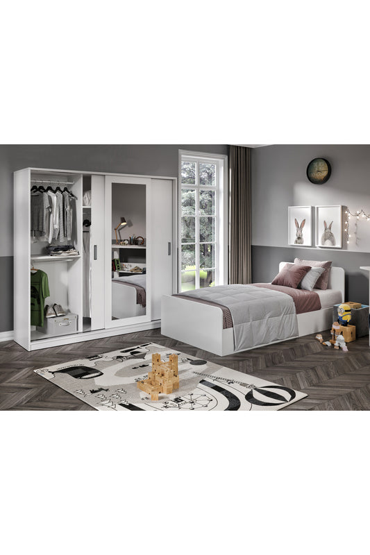 Anemon 3 Parçalı Tek Kişilik Mdf Genç Odası Takımı - Tamamı 1. Kalite Mdf Gardrop, Masa, Karyola